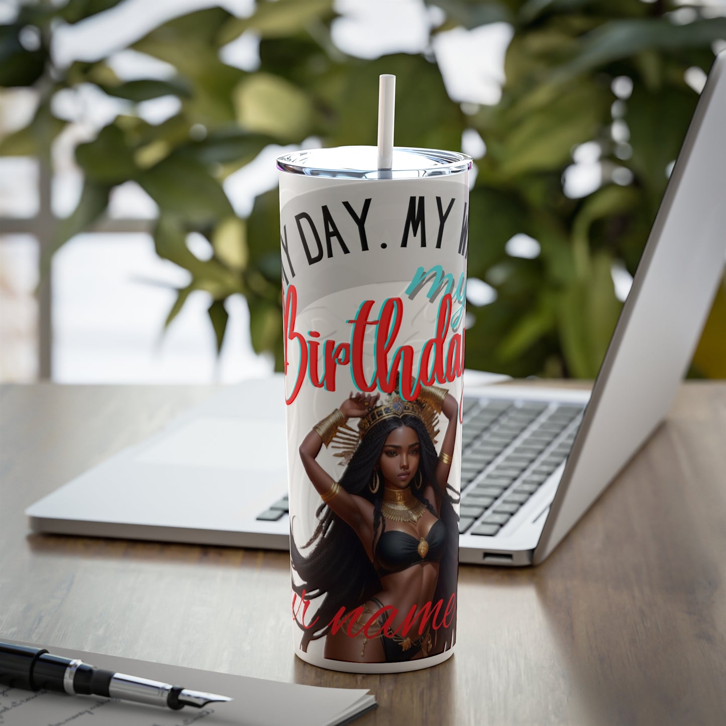 Personalized Skinny Steel Tumbler with Straw, 20oz