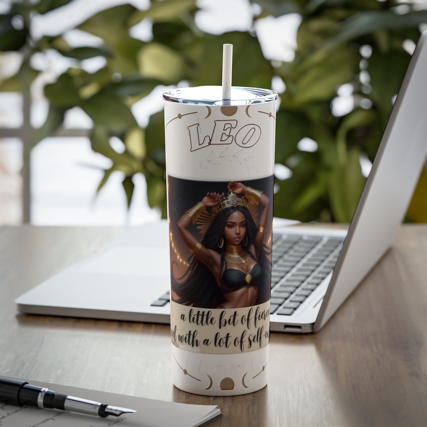 "LEO" Skinny Steel Tumbler with Straw, 20oz
