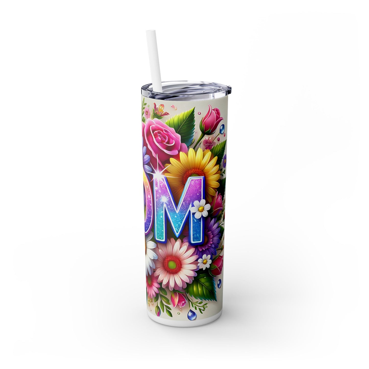 Floral Mom Skinny Tumbler with Straw | 20oz Stylish Drinkware