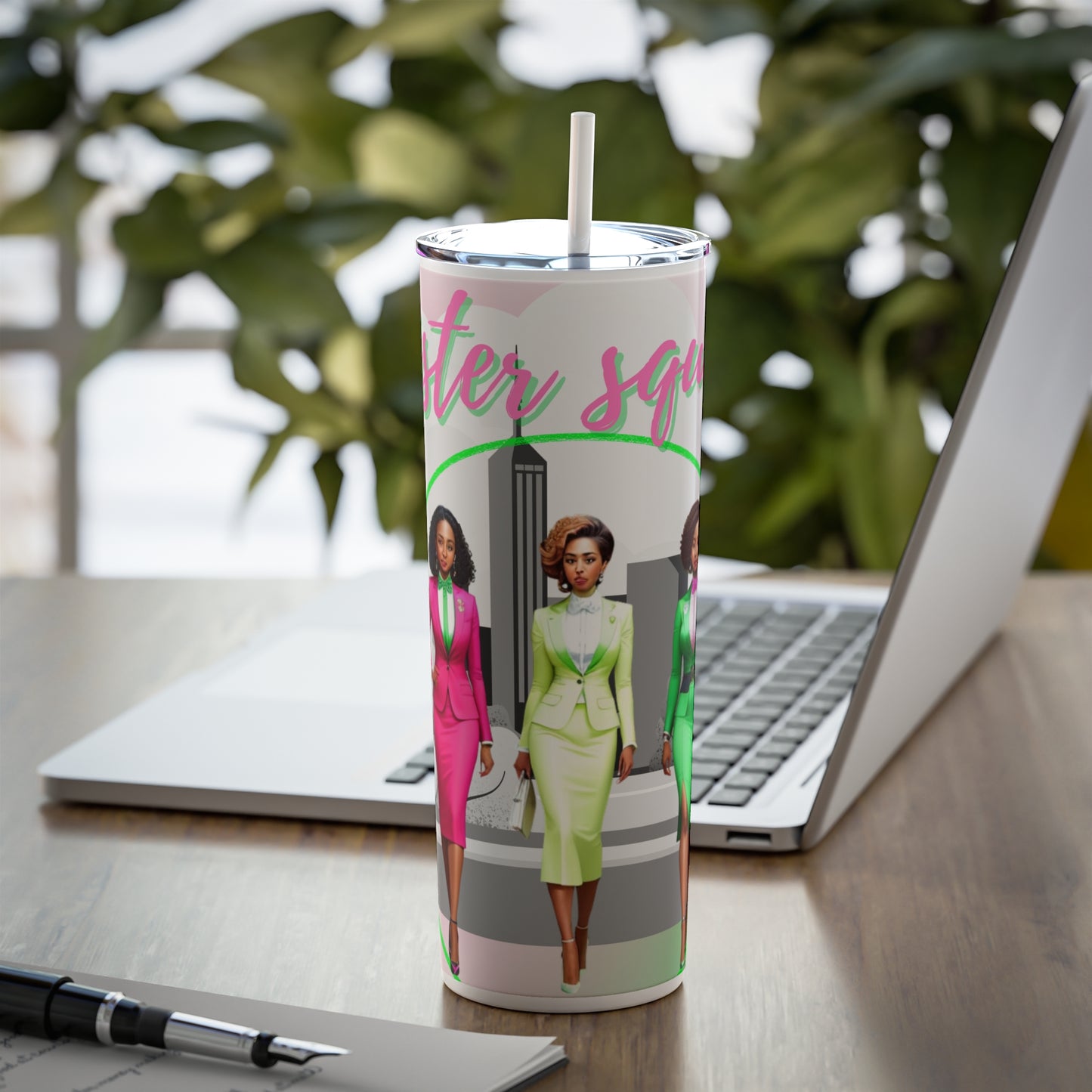 Sister Squad Skinny Steel Tumbler with Straw, 20oz