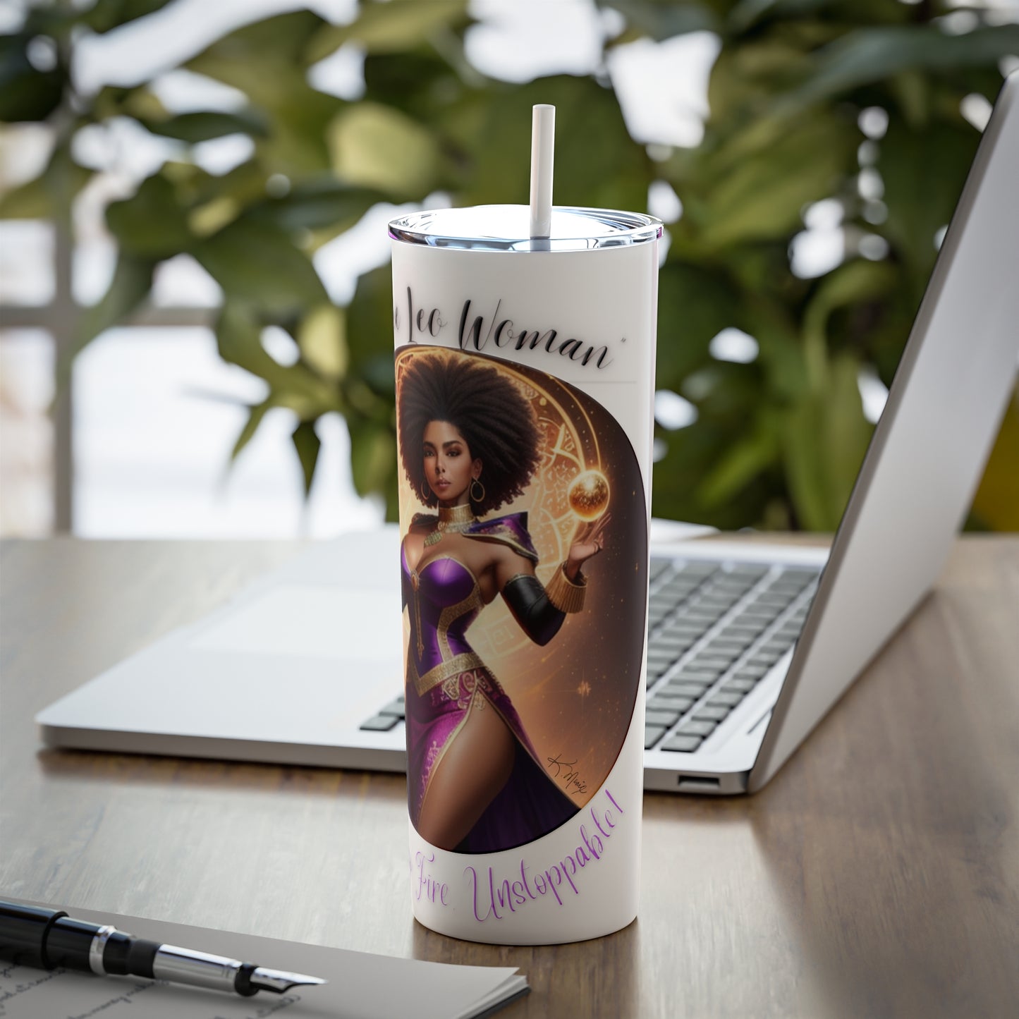 "LEO" Skinny Steel Tumbler with Straw, 20oz