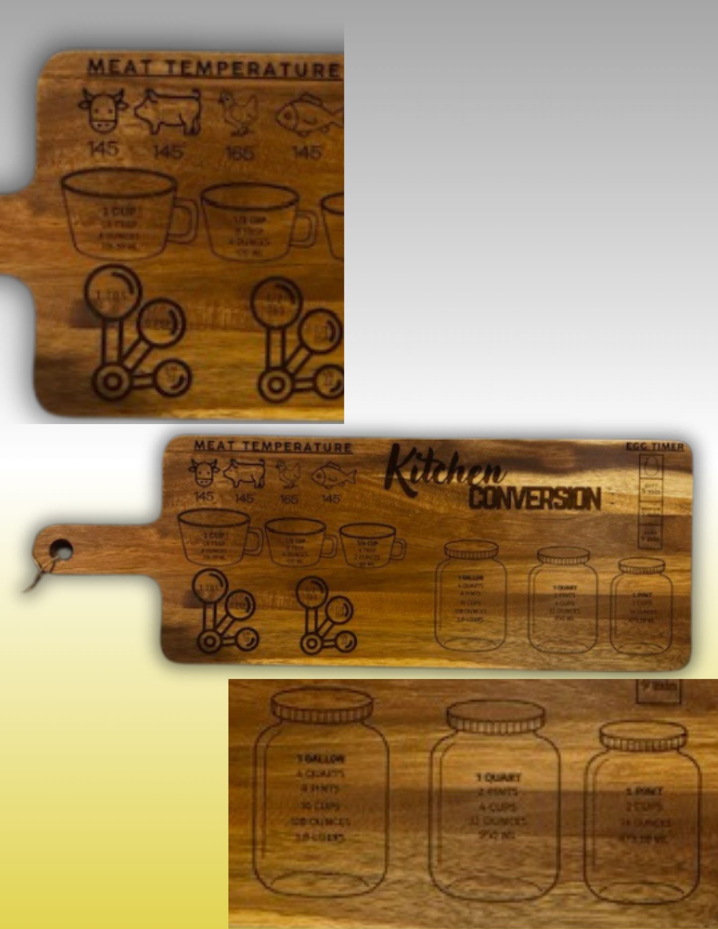 Rustic Wooden Kitchen Conversion Cutting Board – Engraved Measurement Chart for Cooking & Baking | Personalized Gift for Chefs & Home Cooks!