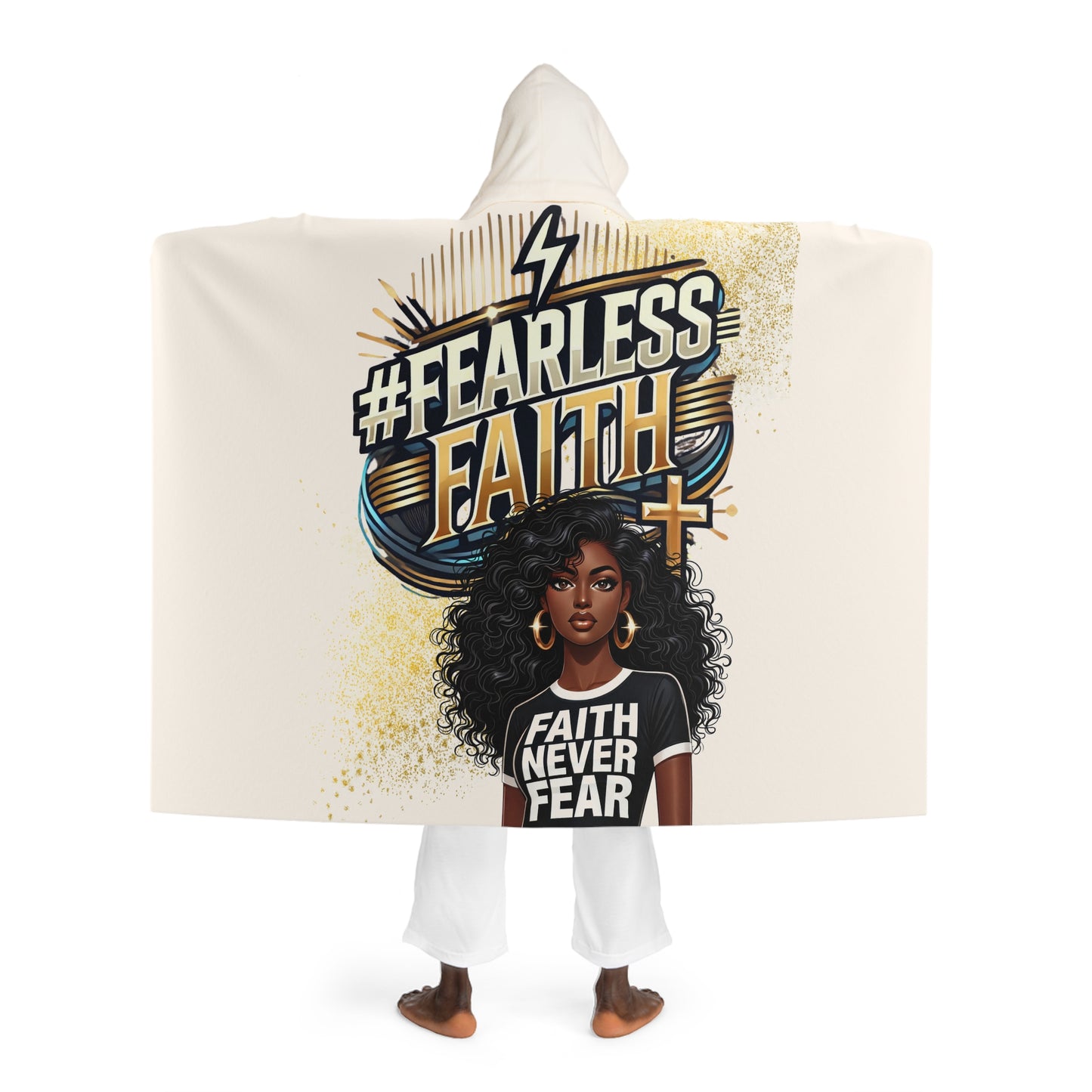 Cozy Hooded Sherpa Fleece Blanket with Artistic Design - Perfect for Relaxation and Gift Giving