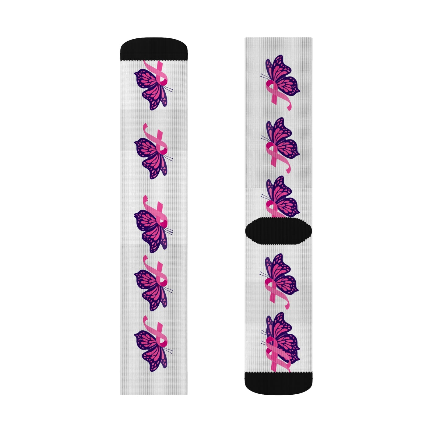 Butterfly Pattern Sublimation Socks, Fun Comfortable Socks, Gift for Her, Spring Accessories, Unique Sock Design, Stylish Footwear