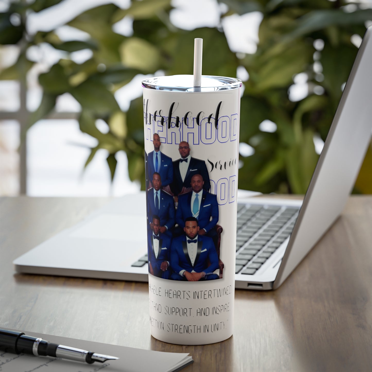Brotherhood Skinny Steel Tumbler with Straw, 20oz