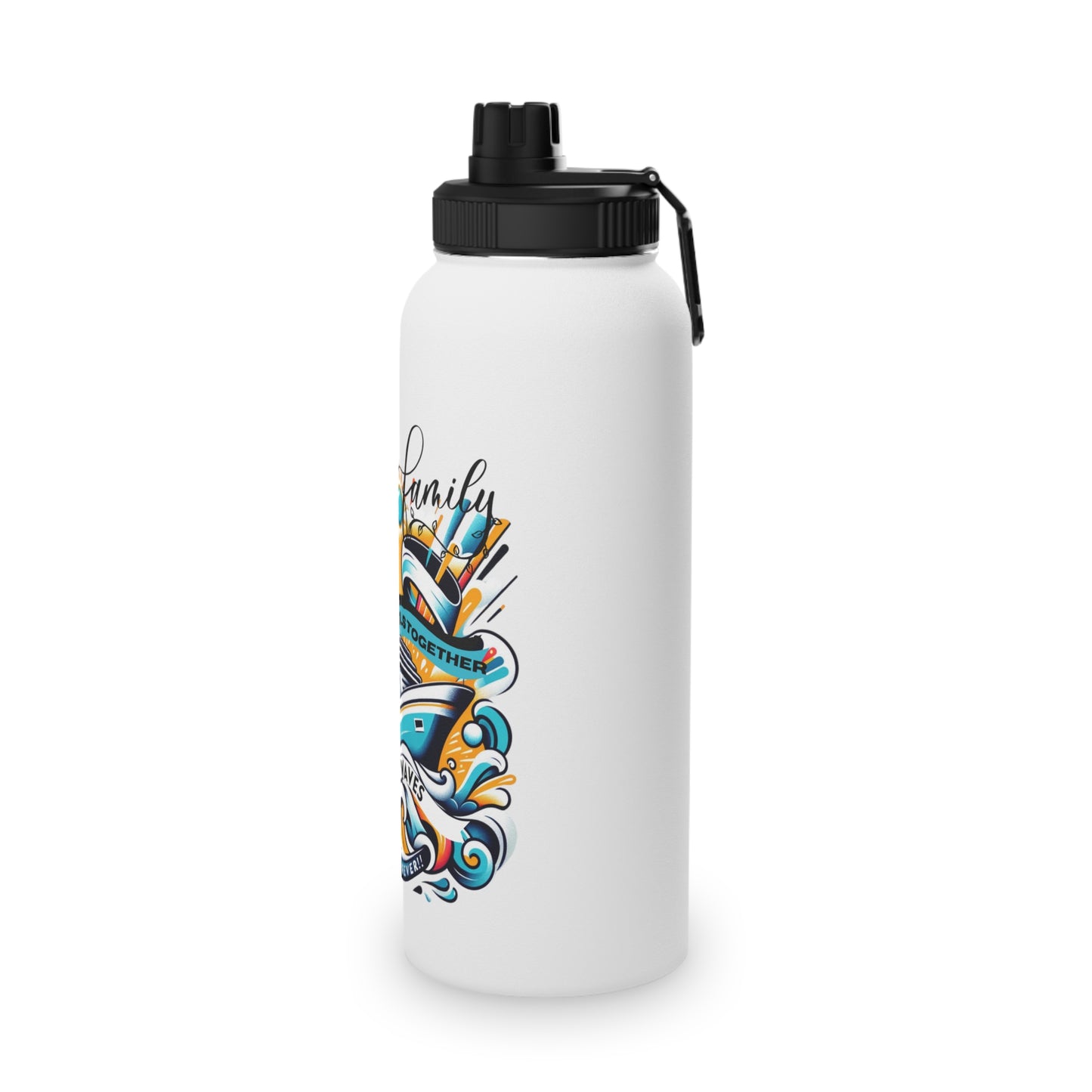 "A Family that Sails Together" Stainless Steel Water Bottle, Sports Lid