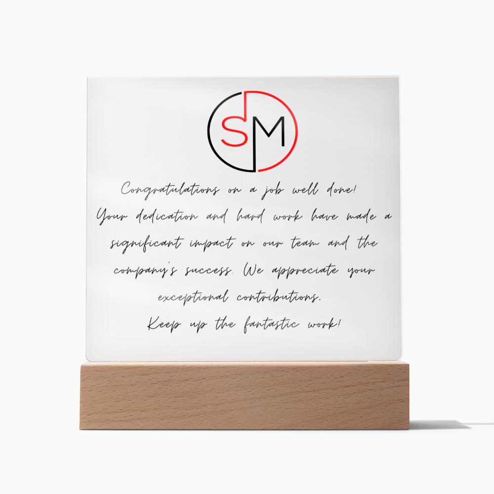 "Thank you" employee recognition plaque.