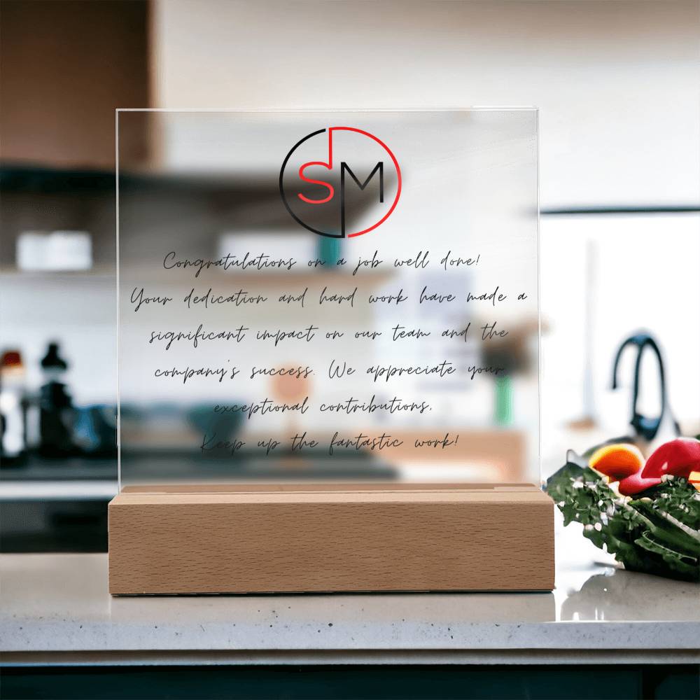 "Thank you" employee recognition plaque.