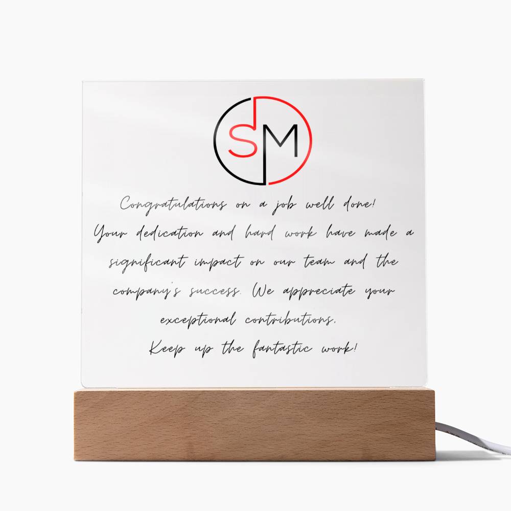 "Thank you" employee recognition plaque.