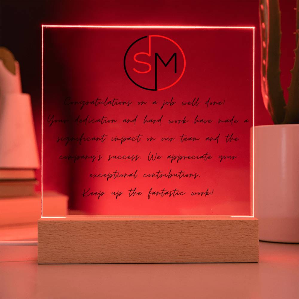 "Thank you" employee recognition plaque.