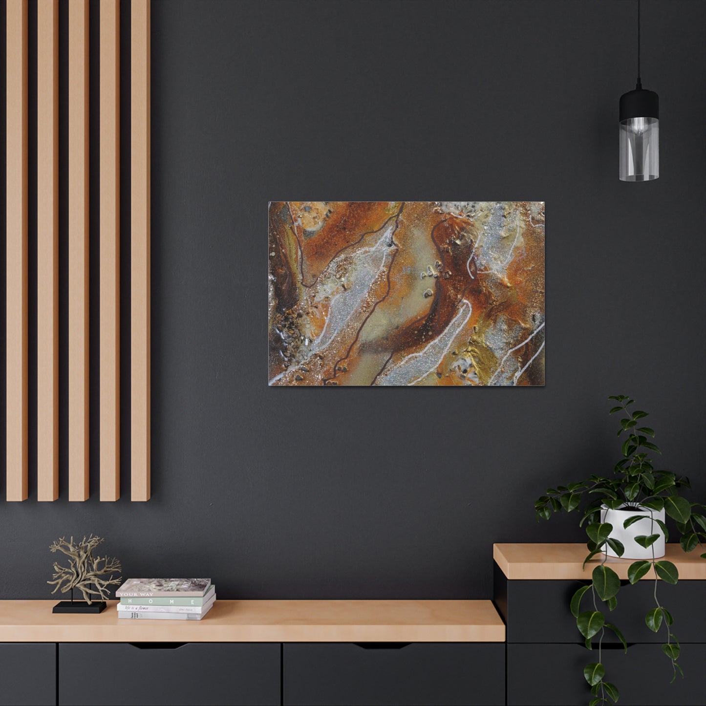 Golden abstract art on Canvas