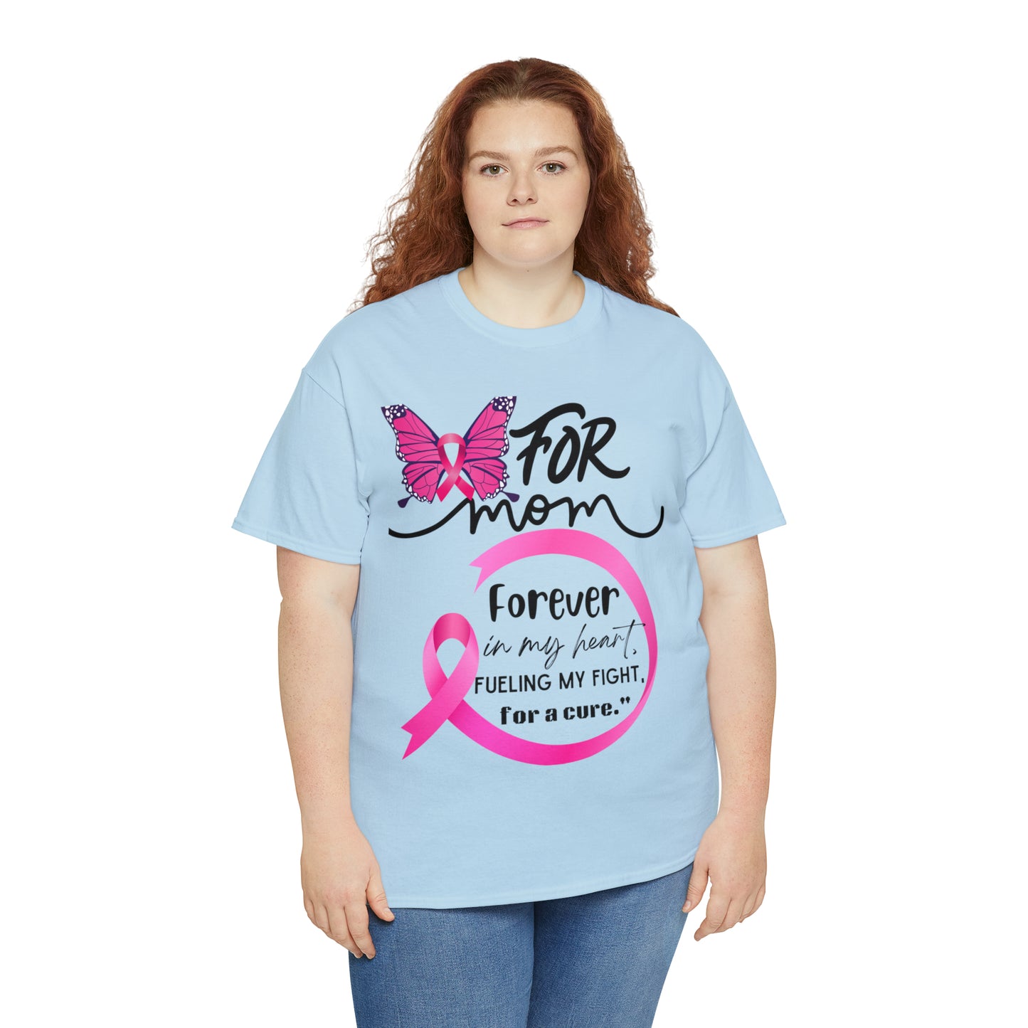 "For Mom" Unisex Breast Cancer Awareness Heavy Cotton Tee