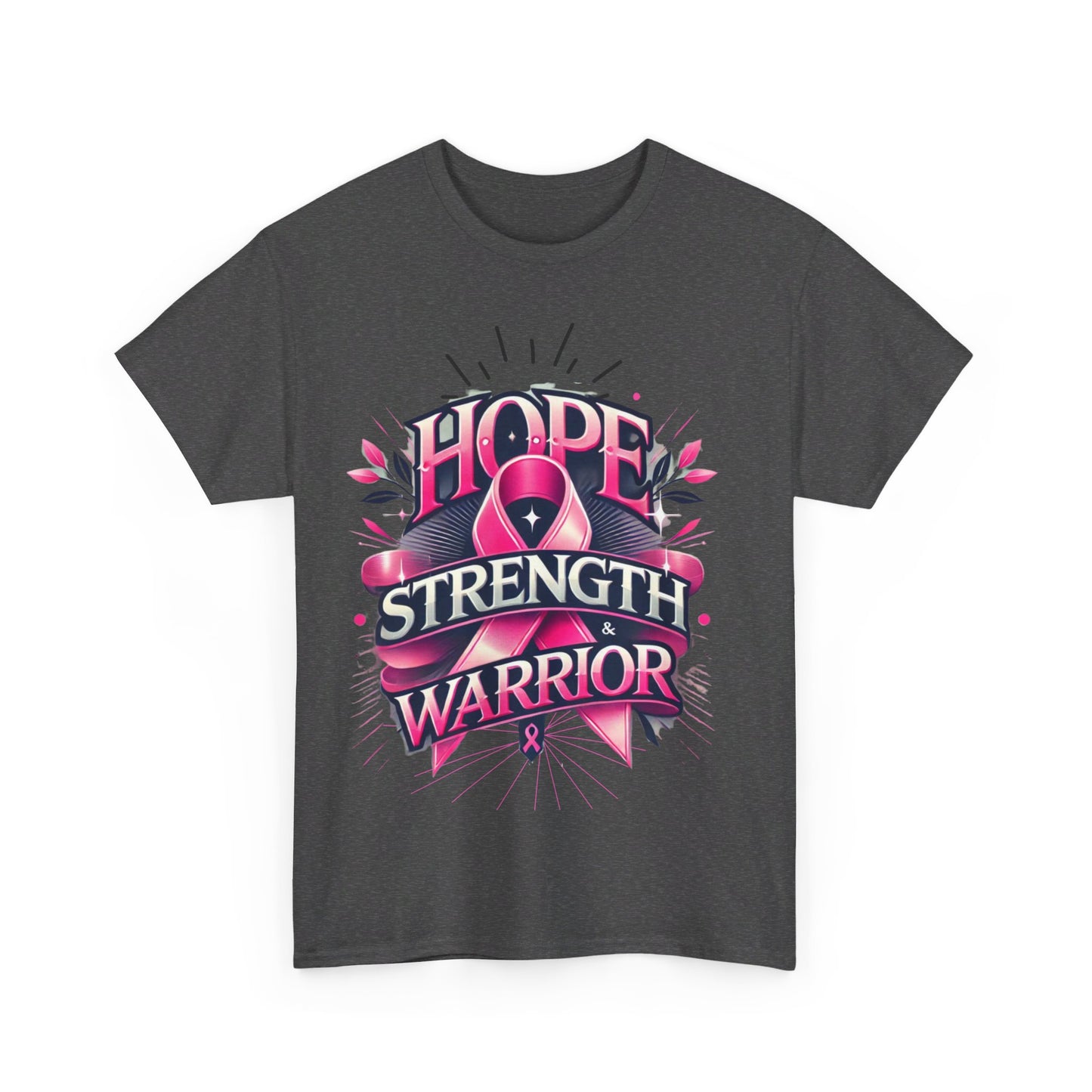 Hope, Strength, Warrior, Breast Cancer Awareness Cotton Tee