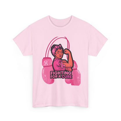 Fighting for a Cure Tee, Support Breast Cancer Awareness Shirt, Unisex Cotton Tee, Inspirational Graphic Tee, Pink Ribbon Gift