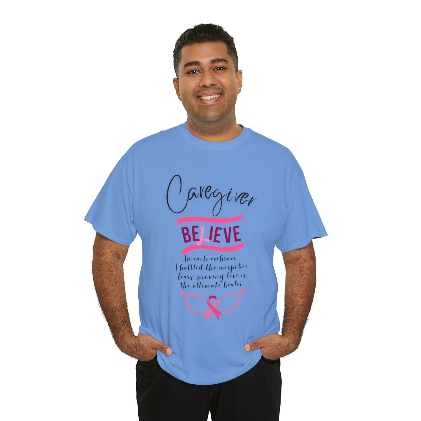 Caregiver Breast Cancer Awareness Unisex Heavy Cotton Tee