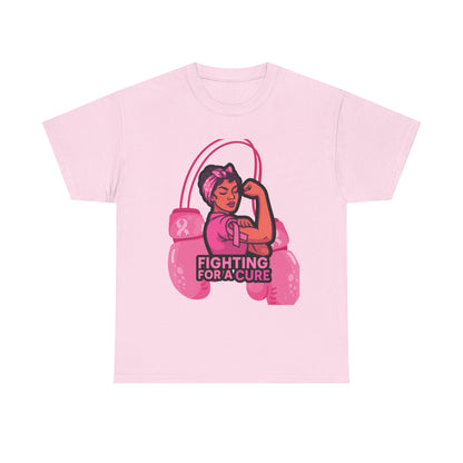 Fighting for a Cure Tee, Support Breast Cancer Awareness Shirt, Unisex Cotton Tee, Inspirational Graphic Tee, Pink Ribbon Gift