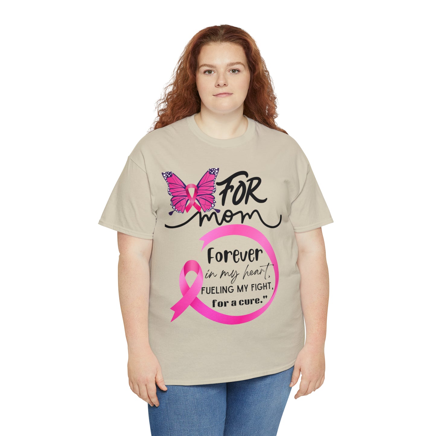 "For Mom" Unisex Breast Cancer Awareness Heavy Cotton Tee