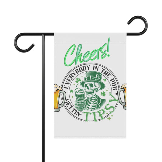 St. Patrick's Day Garden Banner - Cheers Skeleton Design