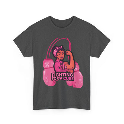Fighting for a Cure Tee, Support Breast Cancer Awareness Shirt, Unisex Cotton Tee, Inspirational Graphic Tee, Pink Ribbon Gift