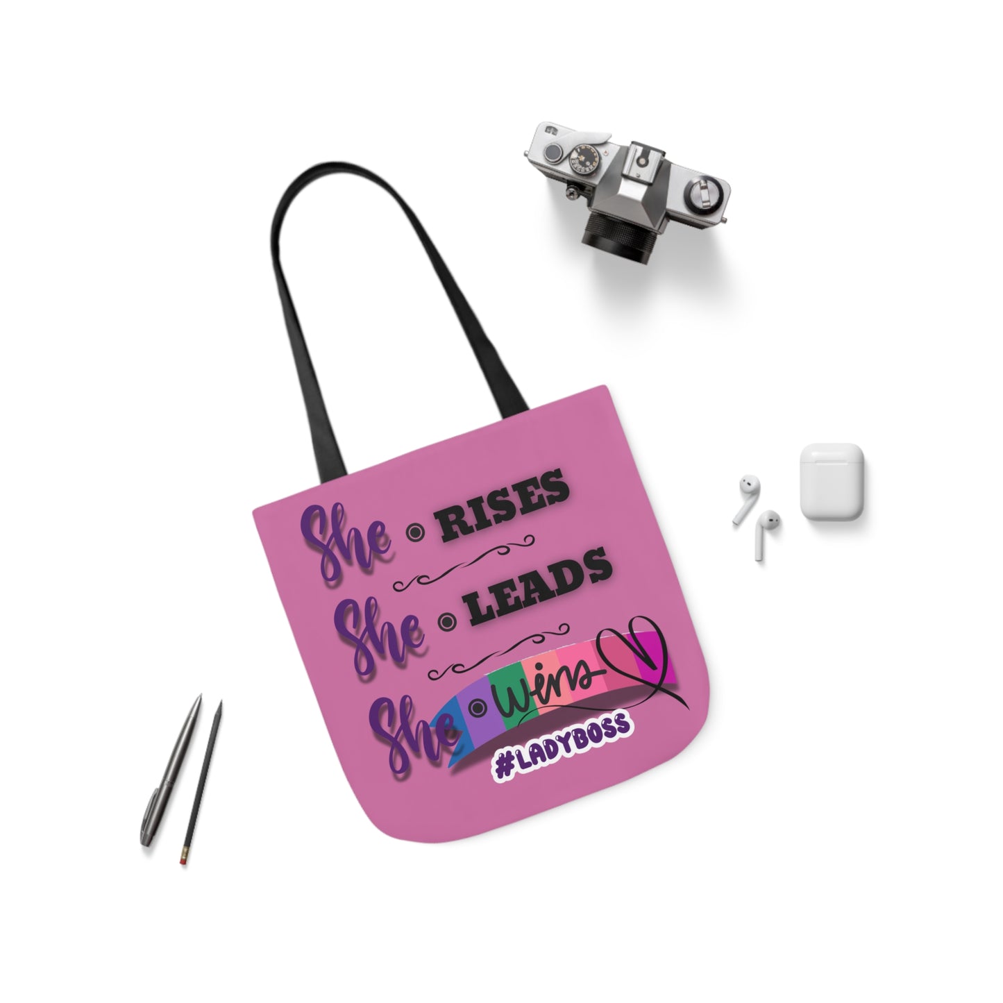 Copy of Empowering Canvas Tote Bag - She Rises, Leads, Wins #LadyBoss