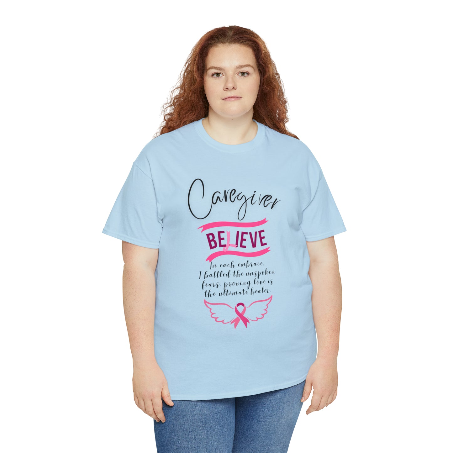 Caregiver Breast Cancer Awareness Unisex Heavy Cotton Tee