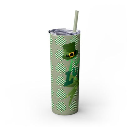 St. Patrick's Day Skinny Tumbler with Straw - 20oz 'Feeling Lucky' Design