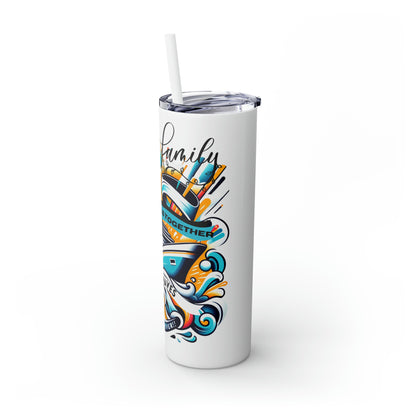 "A Family that Sails Together" Skinny Tumbler with Straw, 20oz