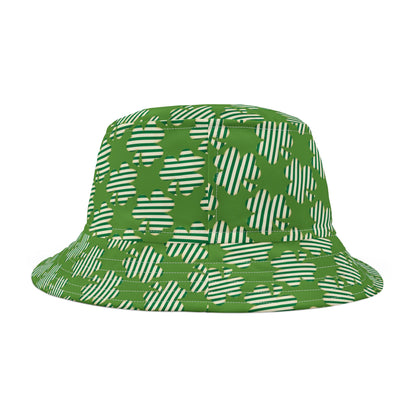 St. Patrick's Day Green Bucket Hat - Fun Striped Clover Design