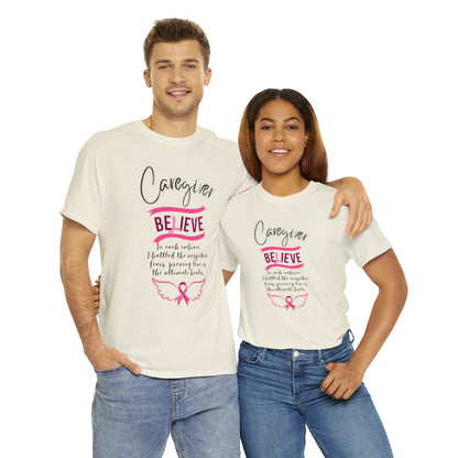 Caregiver Breast Cancer Awareness Unisex Heavy Cotton Tee