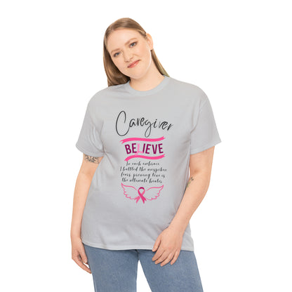 Caregiver Breast Cancer Awareness Unisex Heavy Cotton Tee