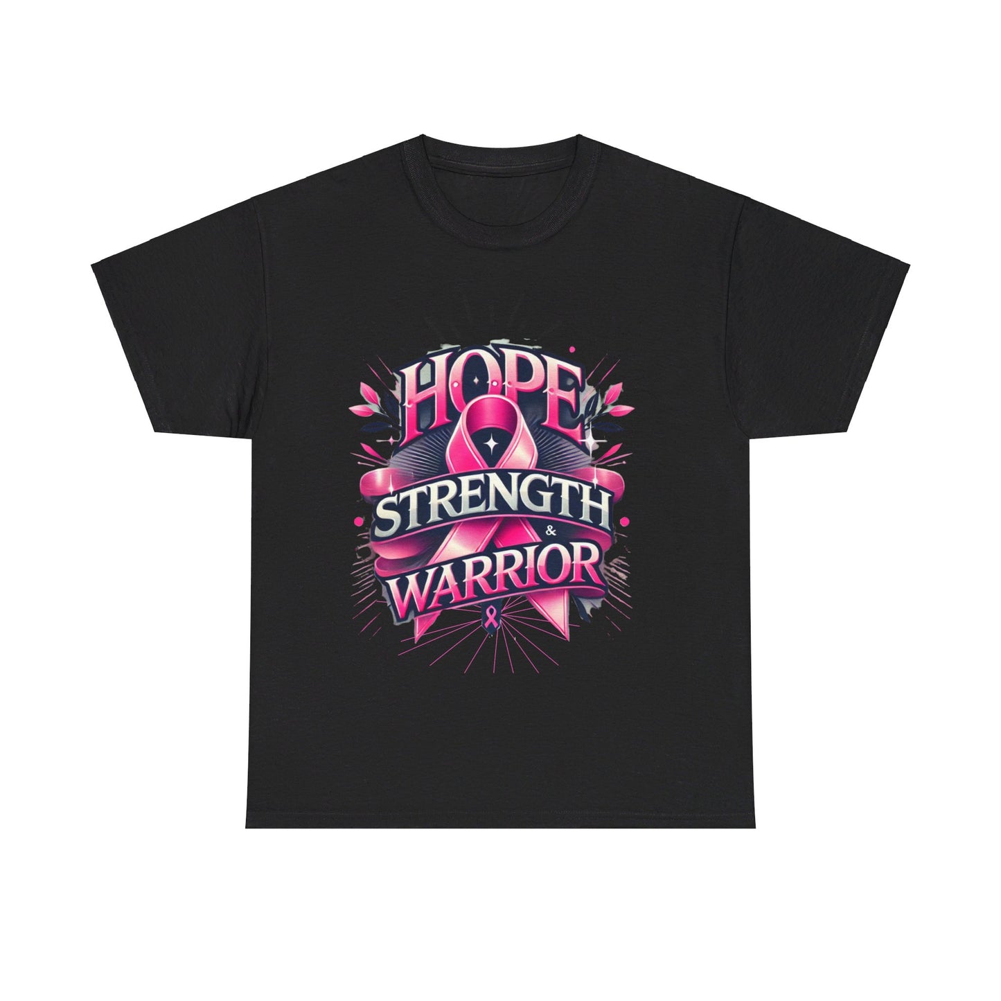 Hope, Strength, Warrior, Breast Cancer Awareness Cotton Tee