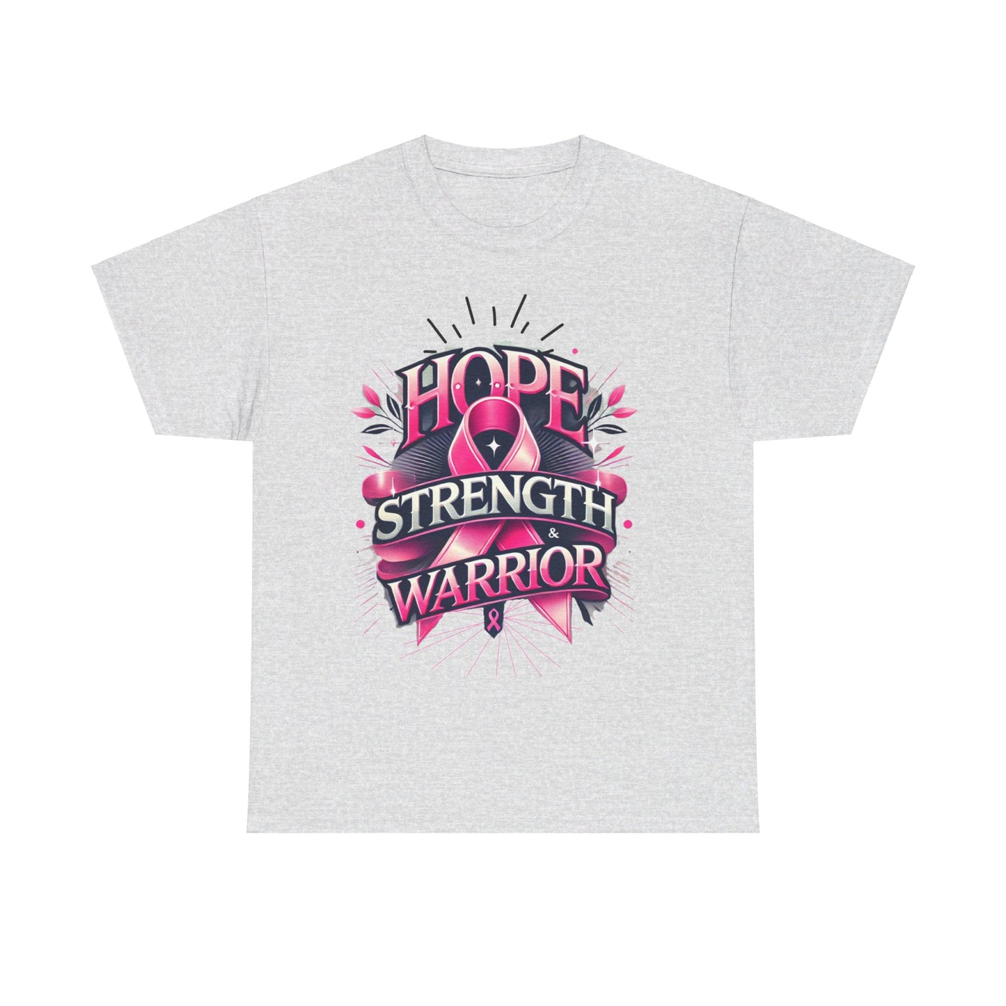 Hope, Strength, Warrior, Breast Cancer Awareness Cotton Tee