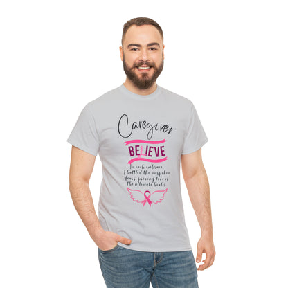 Caregiver Breast Cancer Awareness Unisex Heavy Cotton Tee