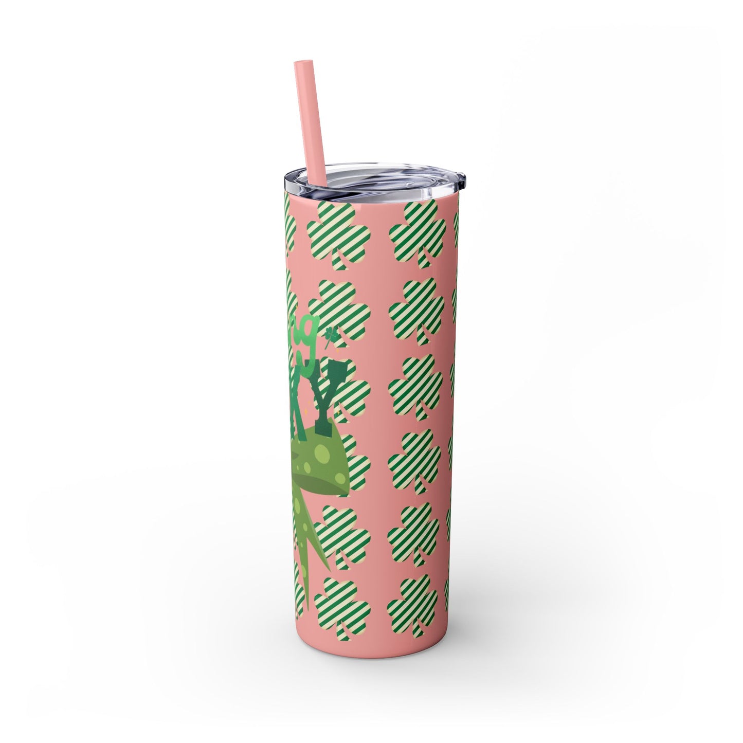 St. Patrick's Day Skinny Tumbler with Straw - 20oz 'Feeling Lucky' Design