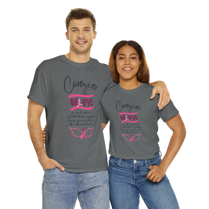 Caregiver Breast Cancer Awareness Unisex Heavy Cotton Tee