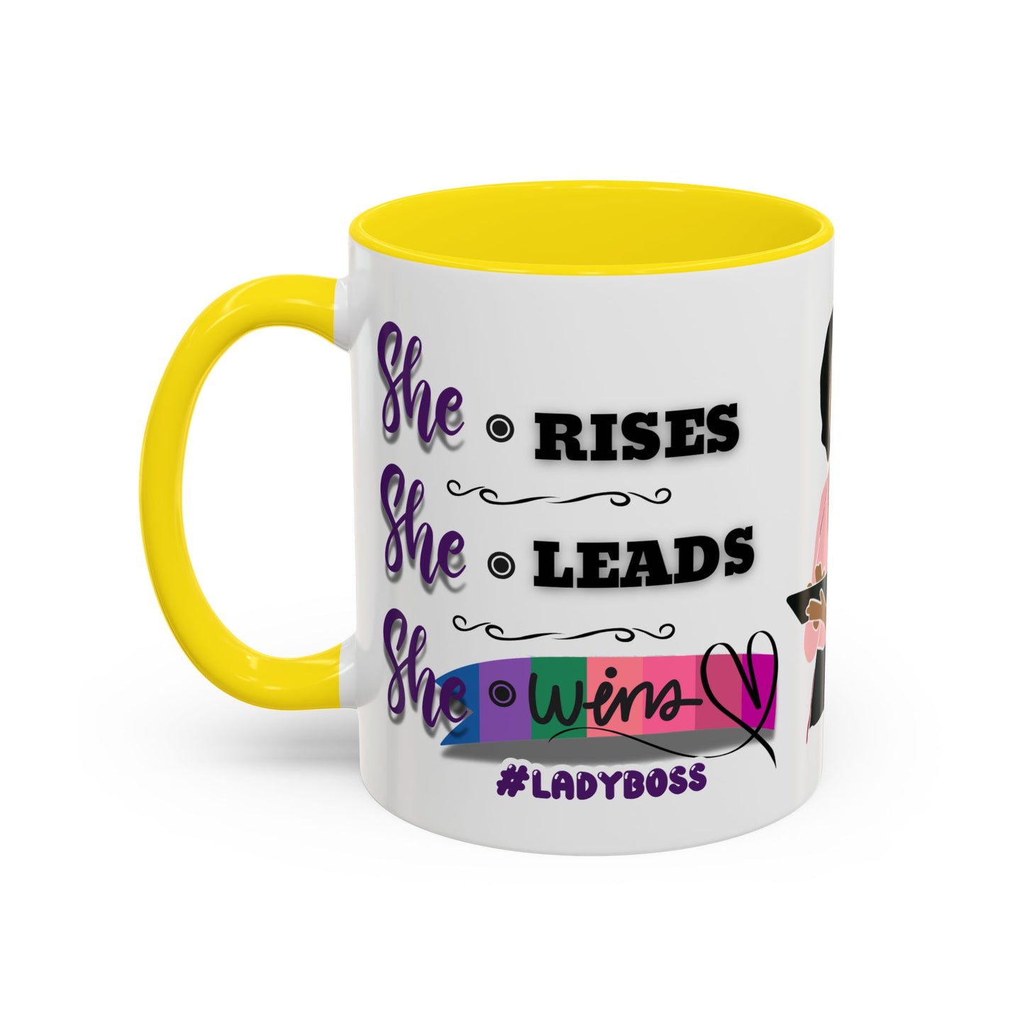 Empowering Lady Boss Coffee Mug - She Rises, She Leads, She Wins