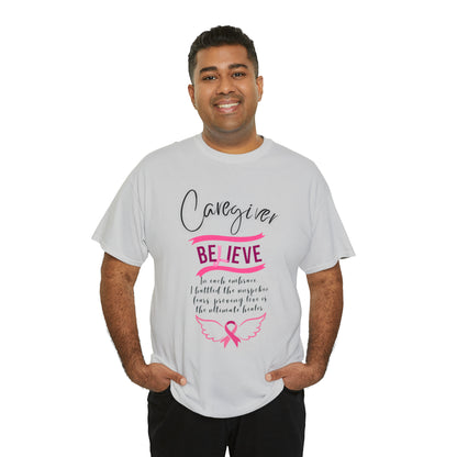 Caregiver Breast Cancer Awareness Unisex Heavy Cotton Tee