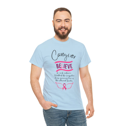 Caregiver Breast Cancer Awareness Unisex Heavy Cotton Tee