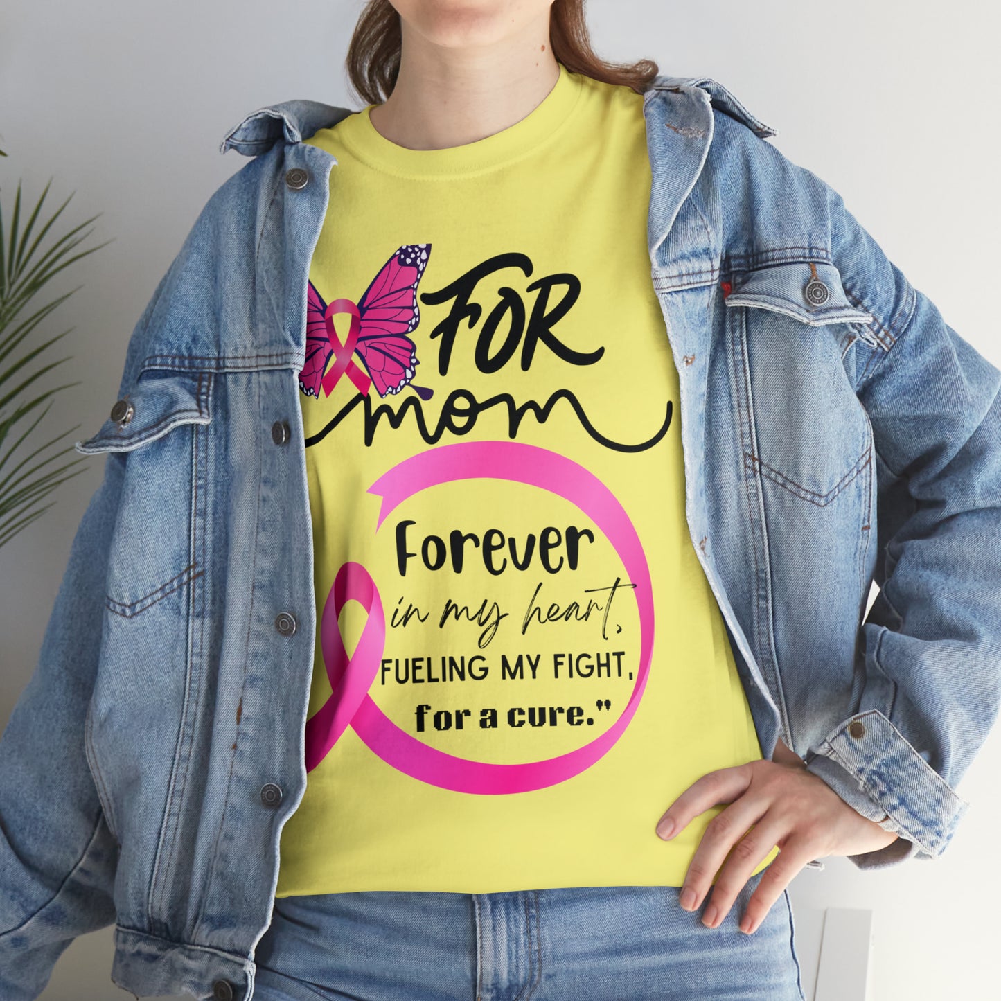 "For Mom" Unisex Breast Cancer Awareness Heavy Cotton Tee