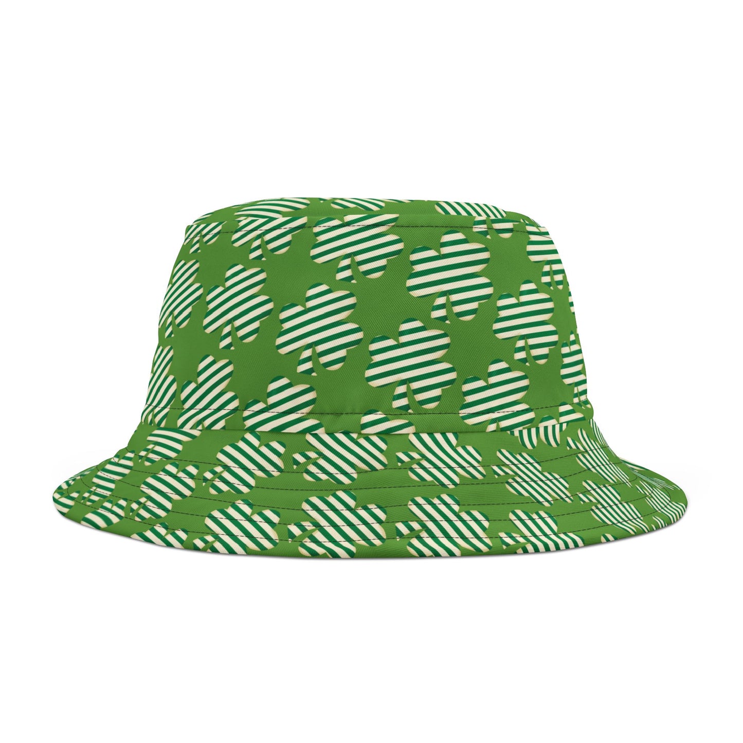 St. Patrick's Day Green Bucket Hat - Fun Striped Clover Design