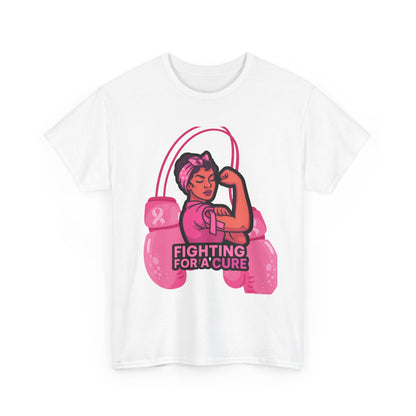 Fighting for a Cure Tee, Support Breast Cancer Awareness Shirt, Unisex Cotton Tee, Inspirational Graphic Tee, Pink Ribbon Gift