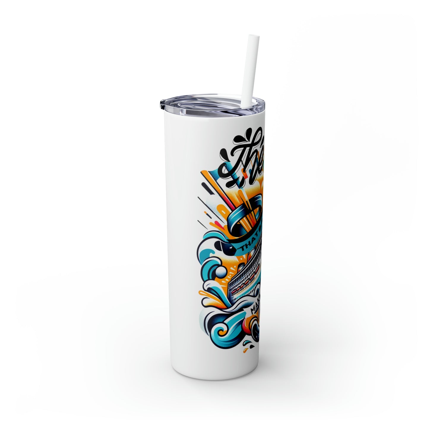 "A Family that Sails Together" Skinny Tumbler with Straw, 20oz