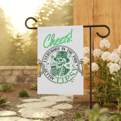 St. Patrick's Day Garden Banner - Cheers Skeleton Design