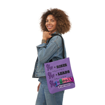 Empowering Canvas Tote Bag - She Rises, Leads, Wins #LadyBoss