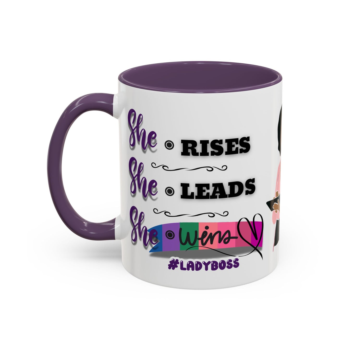 Empowering Lady Boss Coffee Mug - She Rises, She Leads, She Wins