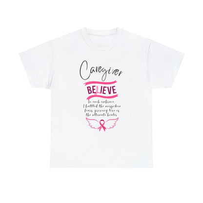 Caregiver Breast Cancer Awareness Unisex Heavy Cotton Tee