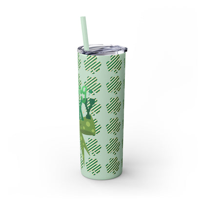 St. Patrick's Day Skinny Tumbler with Straw - 20oz 'Feeling Lucky' Design