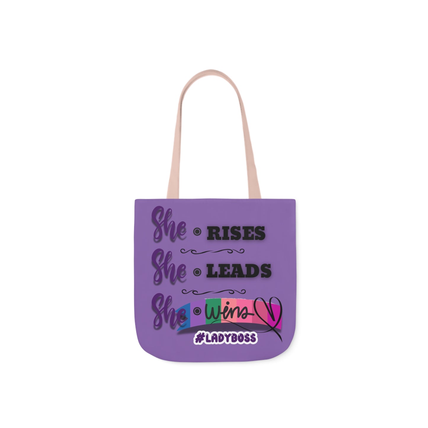 Empowering Canvas Tote Bag - She Rises, Leads, Wins #LadyBoss