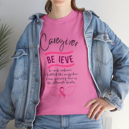 Caregiver Breast Cancer Awareness Unisex Heavy Cotton Tee