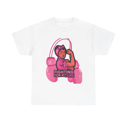 Fighting for a Cure Tee, Support Breast Cancer Awareness Shirt, Unisex Cotton Tee, Inspirational Graphic Tee, Pink Ribbon Gift